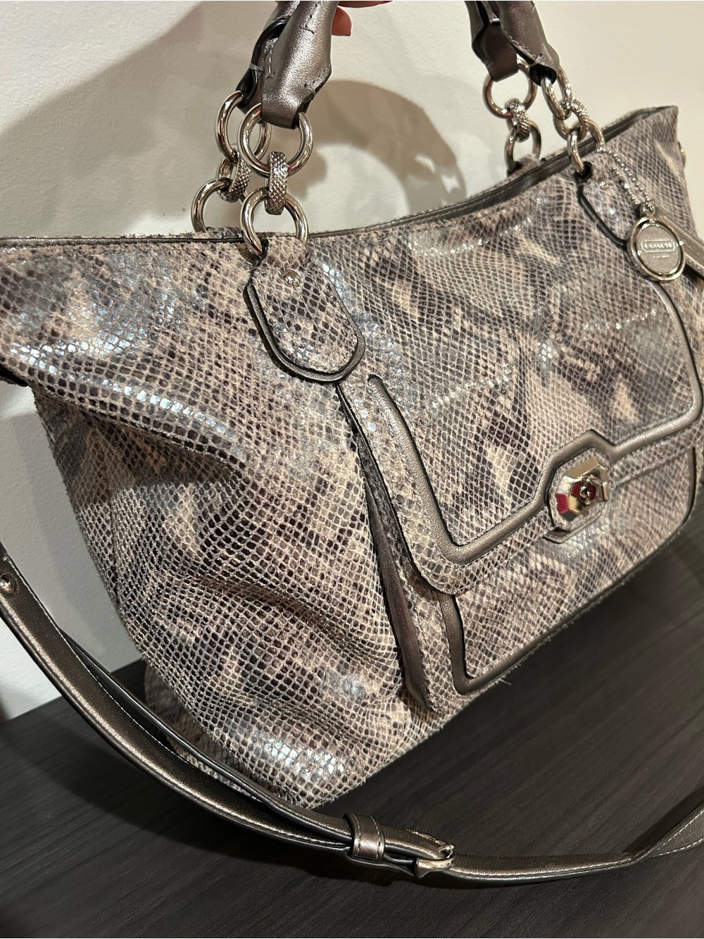 Coach Campbell Exotic Python Leather Izzy Fashion Satchel EUC - Picture 8 of 16